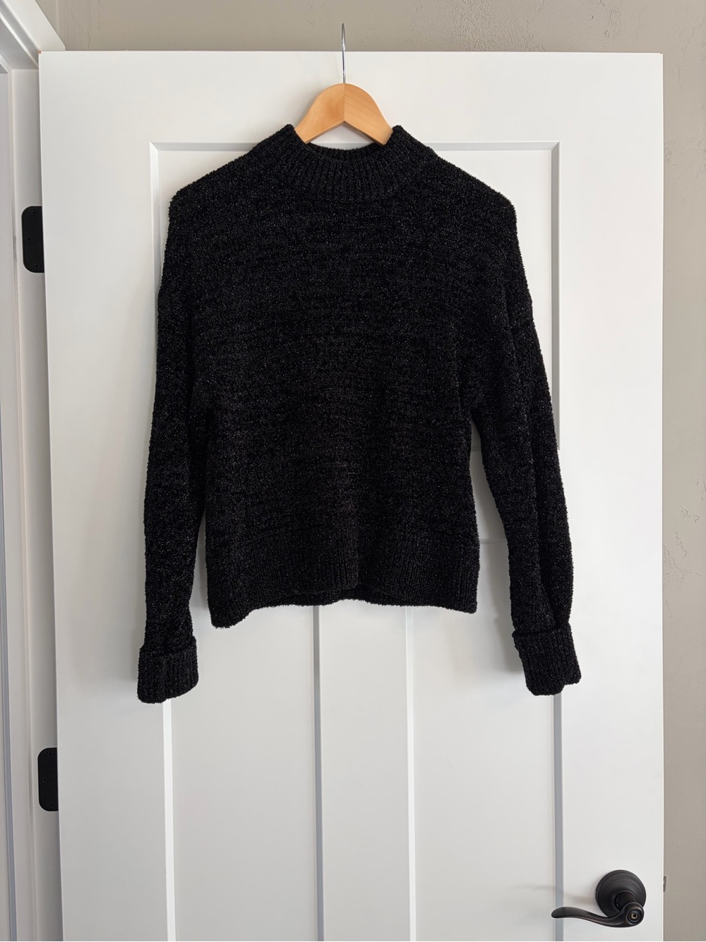 H&M Black Fuzzy Mock Neck Sweater Size 2